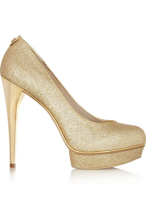 michael kors gold shoes heels|michael kors closed toe pumps.